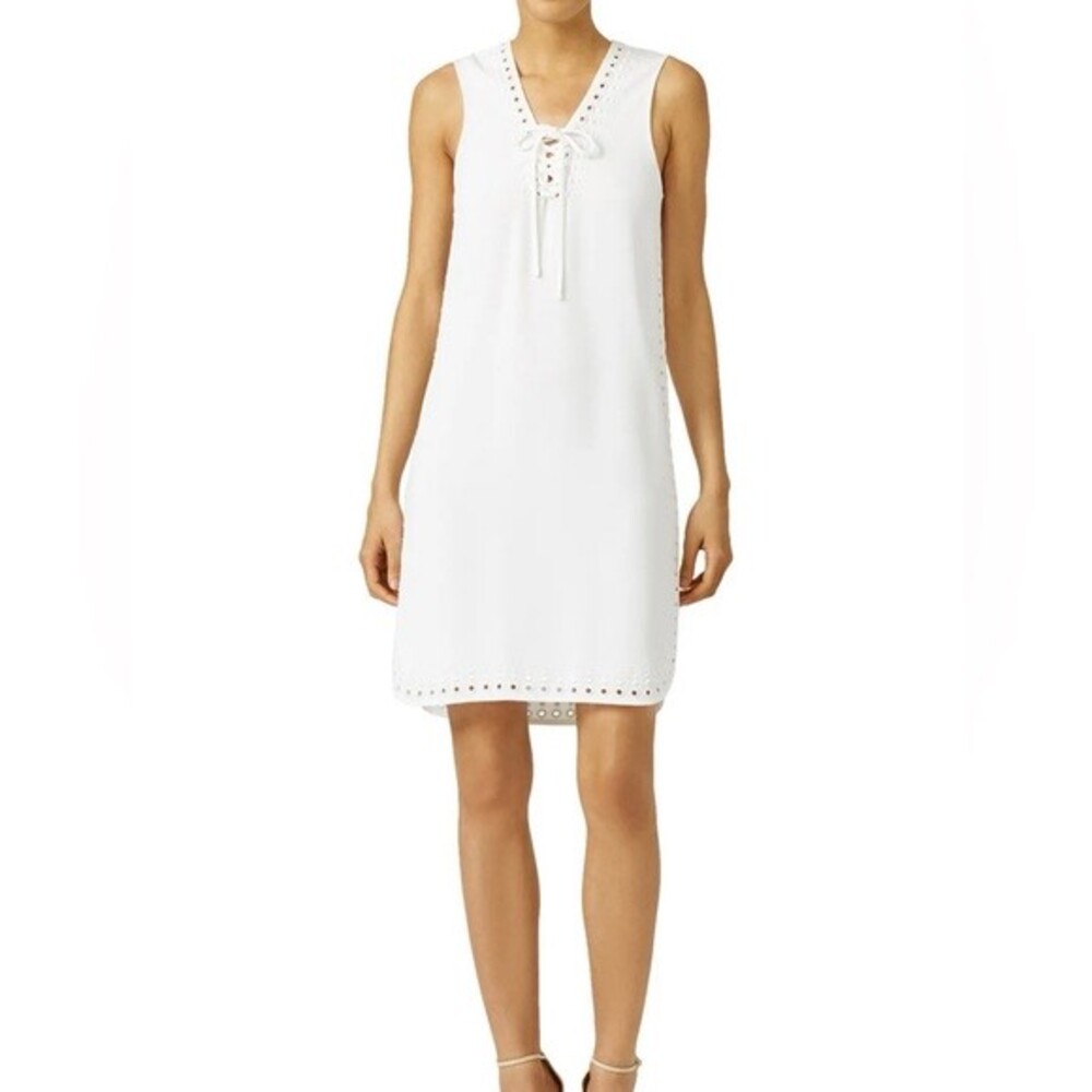 Derek Lam 10 Crosby White Vegan Silk Minimalist Old Money V-Neck Dress Size 4